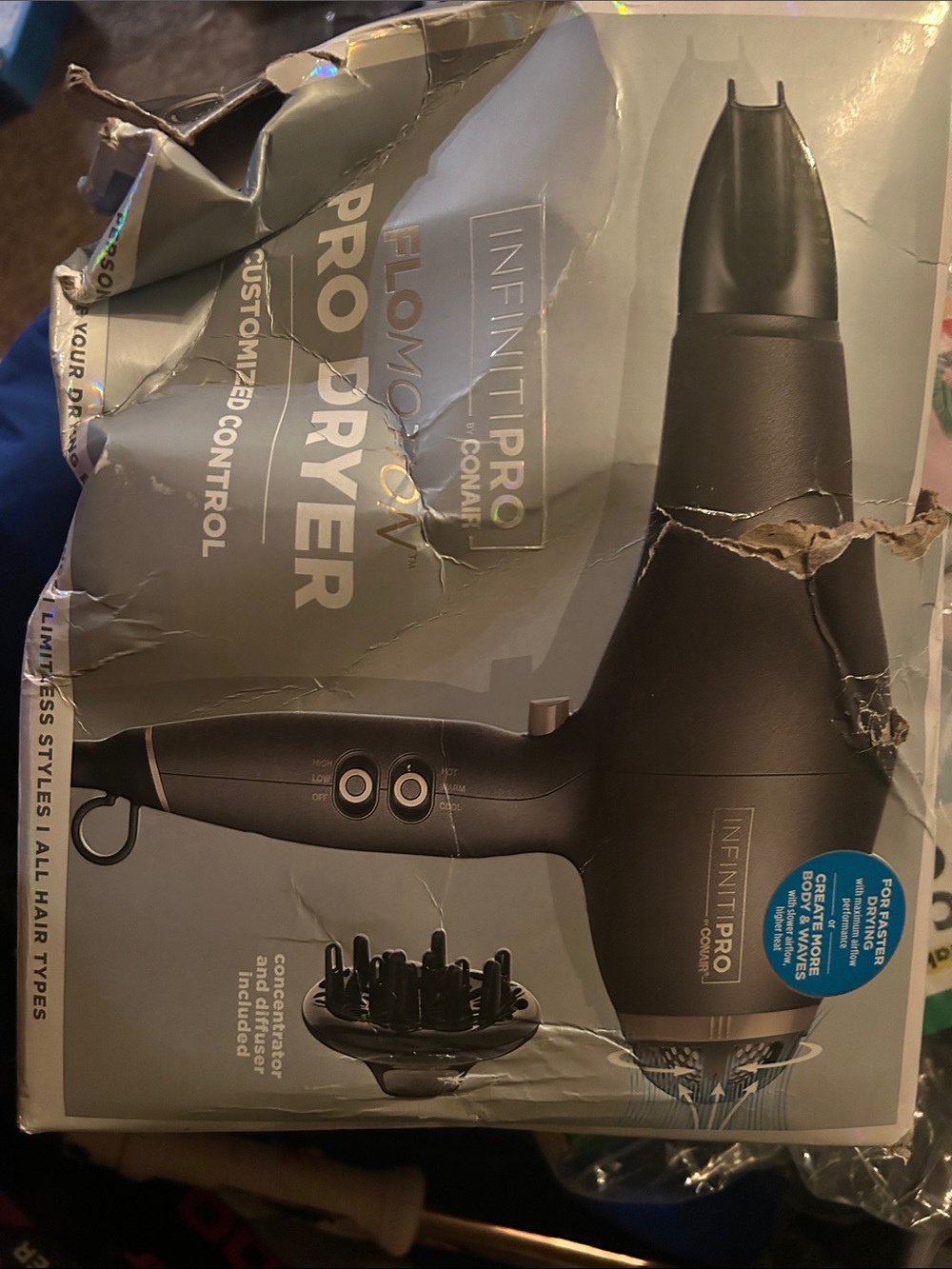 InfinitiPro by Conair Pro Dryer - Matte Black. Damaged box never opened